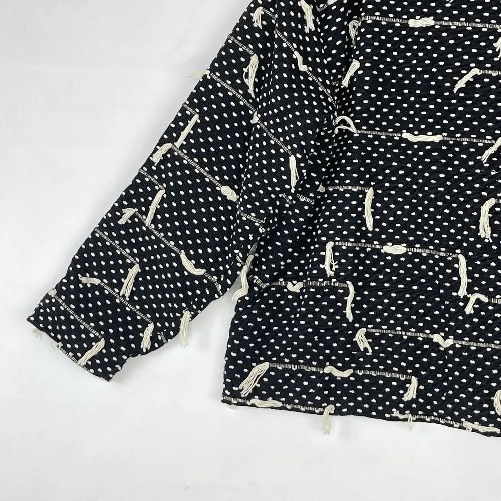 1980s VTG Women’s Jacket size L New Directions Black Textured Abstract Tassel - Picture 12 of 15